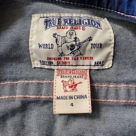 True Religion Button Up Jean Jacket Girl's Size 4 - Picture 8 of 11